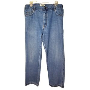 Duke Jeans Classic Mens Cotton Straight Leg Jean Elastic Sides Pockets Size 36L